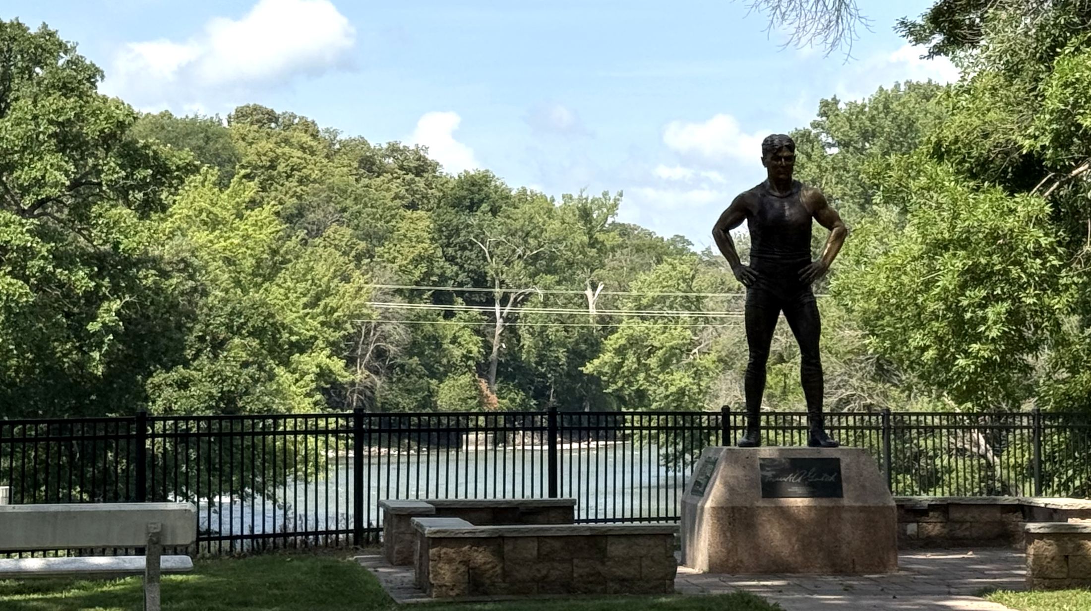The Frank Gotch statue in Gotch Park along the Des Moines River in Humboldt, Iowa, where North Central Iowa Service is based.