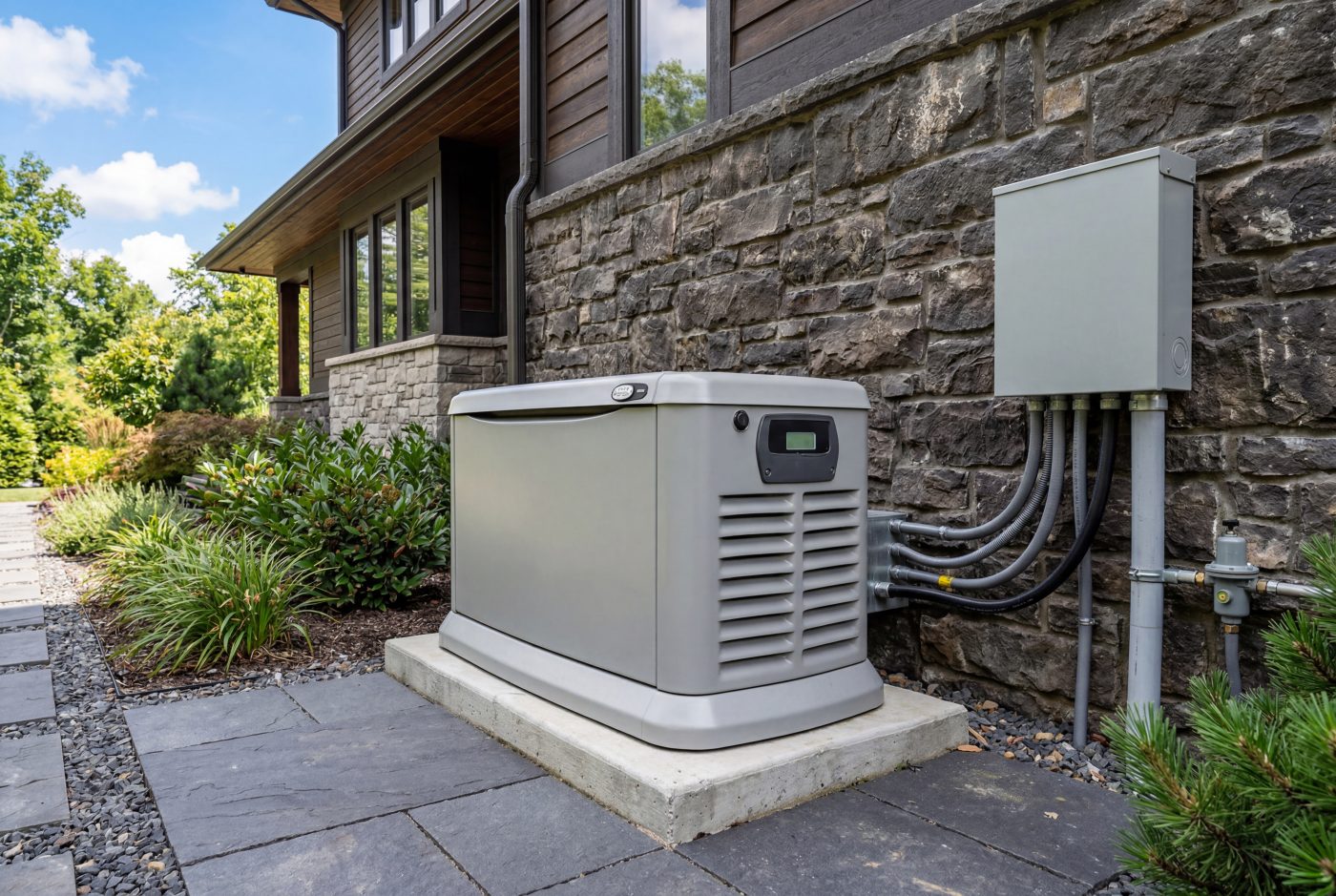 Generac whole-home standby generator installed beside a residential property.